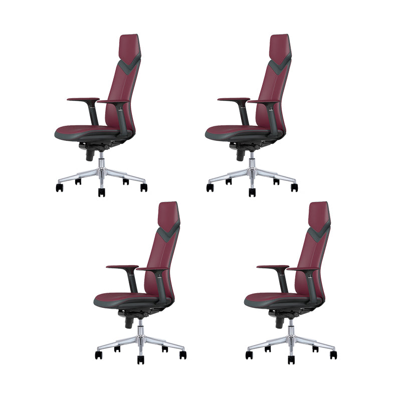 Fixed Arms Leather Office Chair Modern Adjustable Seat Height Swivel Chair with Wheels