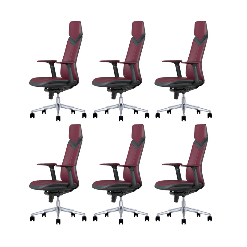 Fixed Arms Leather Office Chair Modern Adjustable Seat Height Swivel Chair with Wheels