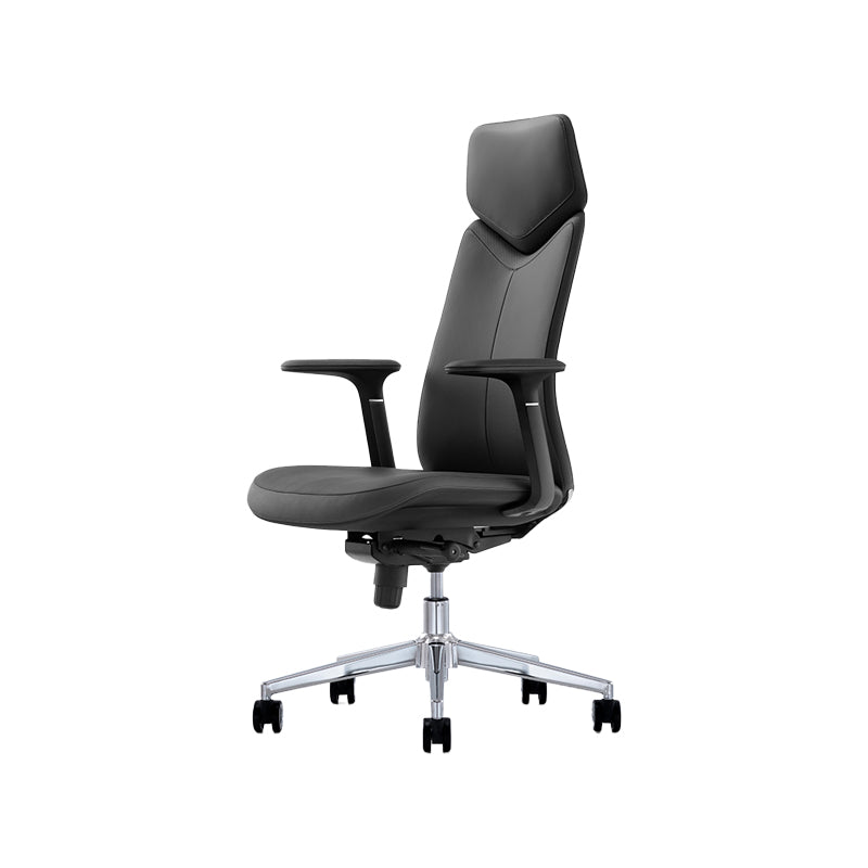 Fixed Arms Leather Office Chair Modern Adjustable Seat Height Swivel Chair with Wheels