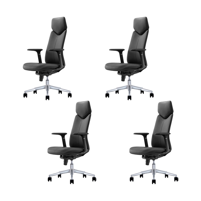 Fixed Arms Leather Office Chair Modern Adjustable Seat Height Swivel Chair with Wheels