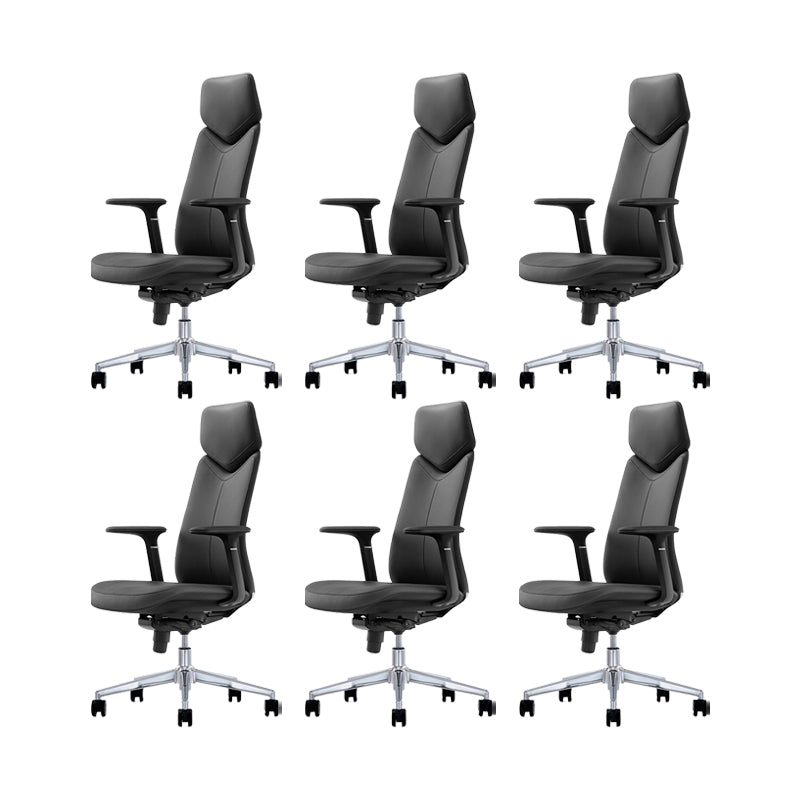 Fixed Arms Leather Office Chair Modern Adjustable Seat Height Swivel Chair with Wheels