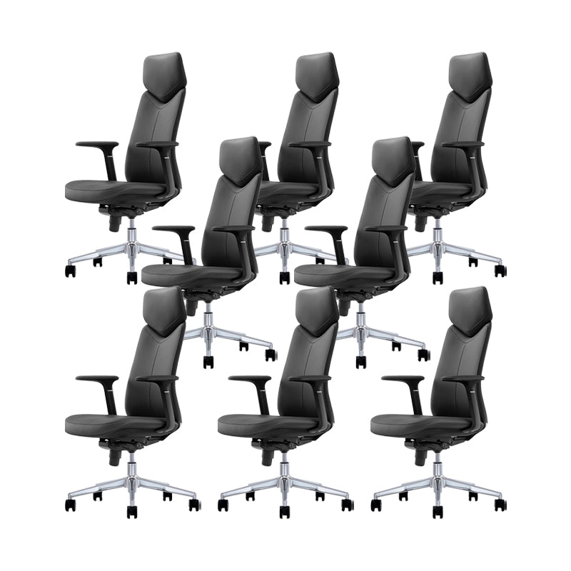 Fixed Arms Leather Office Chair Modern Adjustable Seat Height Swivel Chair with Wheels