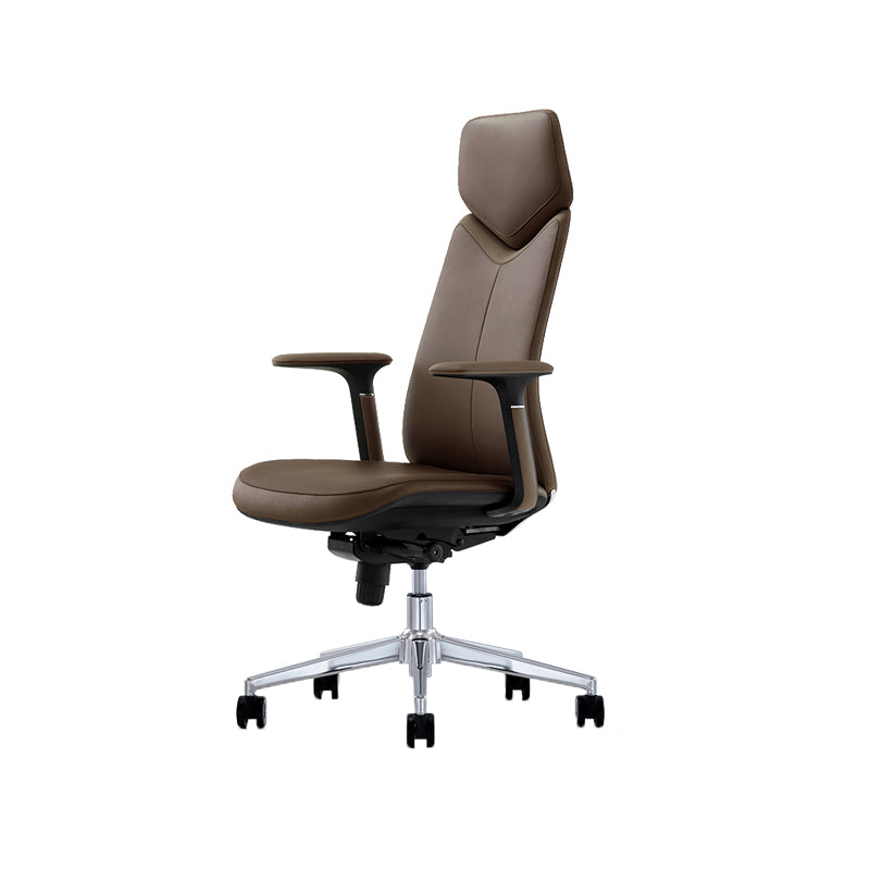 Fixed Arms Leather Office Chair Modern Adjustable Seat Height Swivel Chair with Wheels