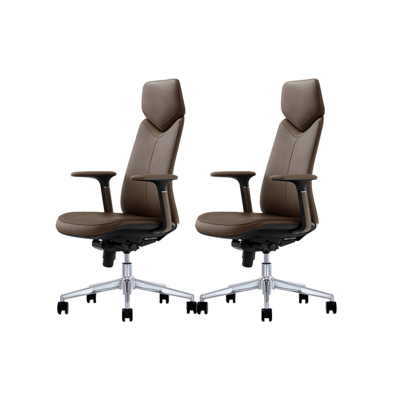 Fixed Arms Leather Office Chair Modern Adjustable Seat Height Swivel Chair with Wheels