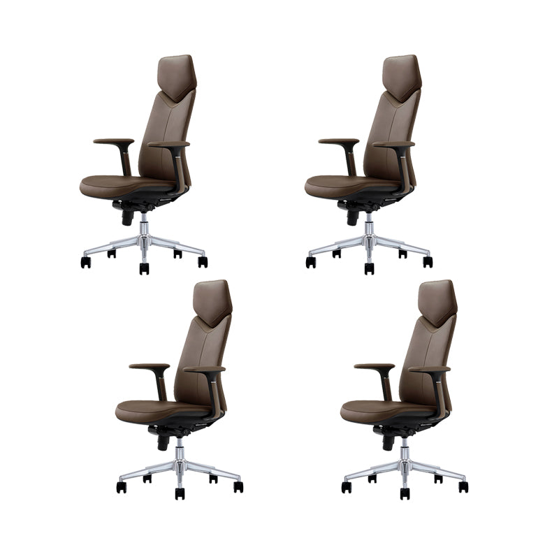 Fixed Arms Leather Office Chair Modern Adjustable Seat Height Swivel Chair with Wheels