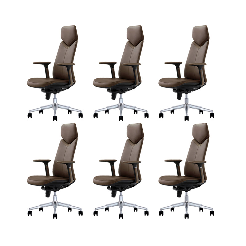 Fixed Arms Leather Office Chair Modern Adjustable Seat Height Swivel Chair with Wheels