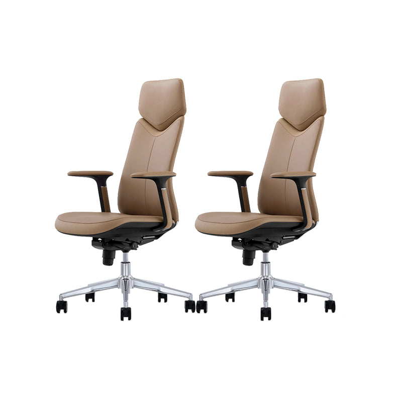 Fixed Arms Leather Office Chair Modern Adjustable Seat Height Swivel Chair with Wheels