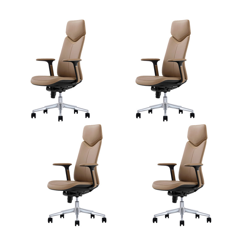 Fixed Arms Leather Office Chair Modern Adjustable Seat Height Swivel Chair with Wheels