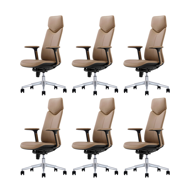 Fixed Arms Leather Office Chair Modern Adjustable Seat Height Swivel Chair with Wheels