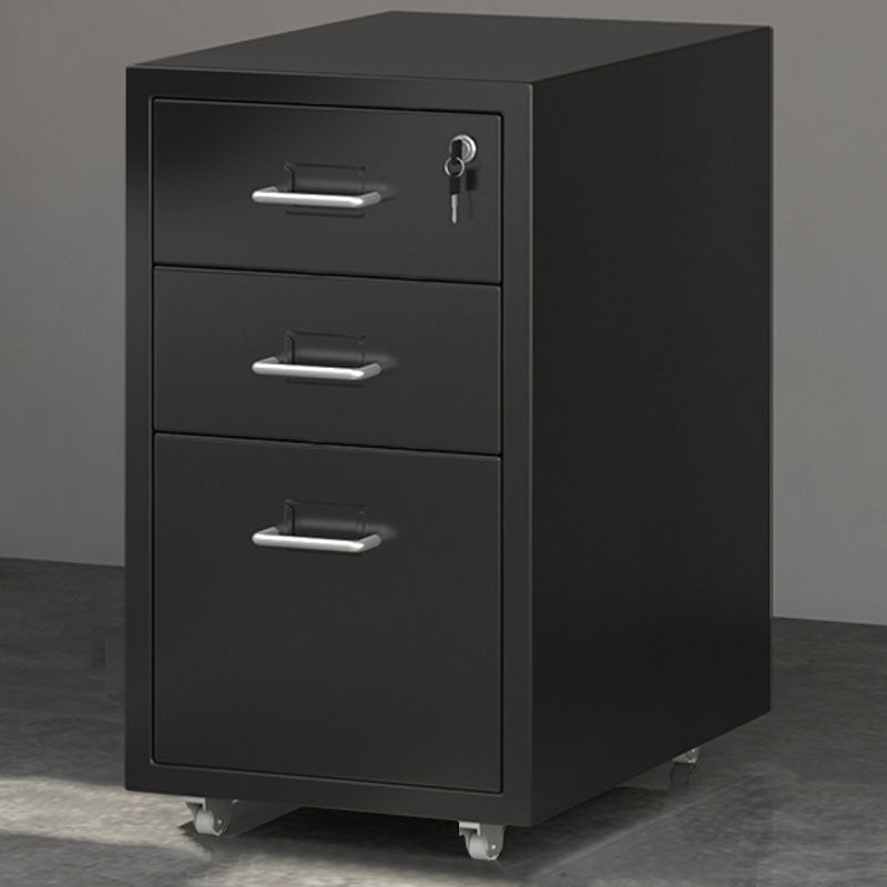 Home Office File Cabinet Modern Solid Color Metal Filing Cabinet On Castors