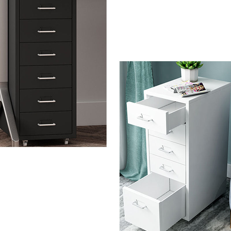 Home Office File Cabinet Modern Solid Color Metal Filing Cabinet On Castors