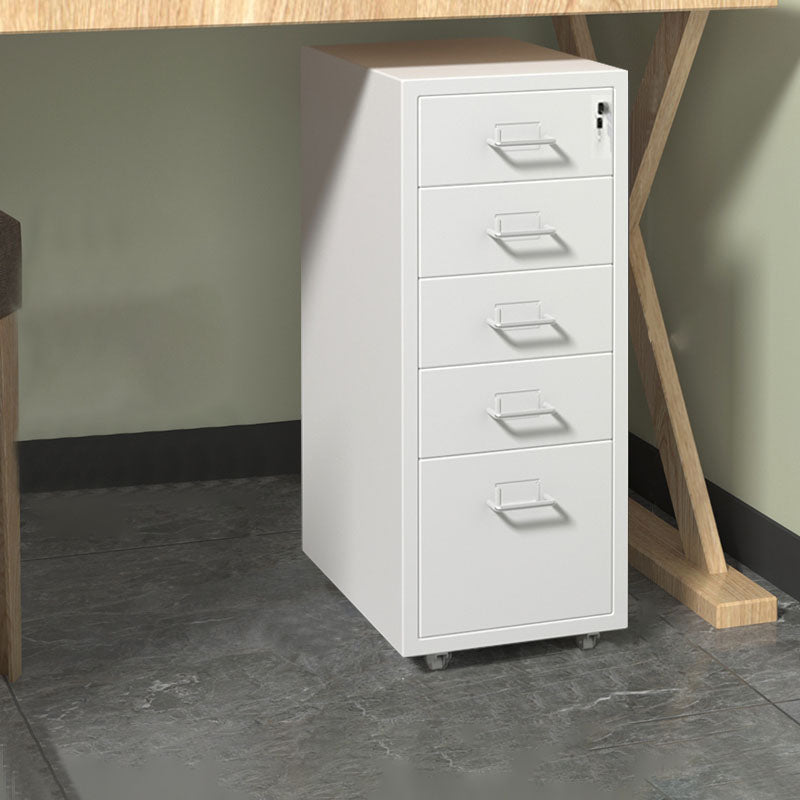 Home Office File Cabinet Modern Solid Color Metal Filing Cabinet On Castors