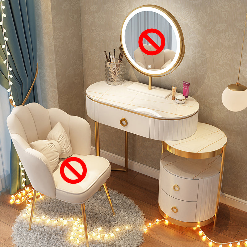 Luxurious Leather Vanity Set Metal and Wood Make-up Vanity with Mirror & Padded Stool