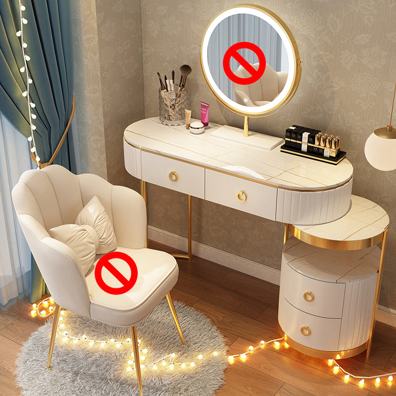 Luxurious Leather Vanity Set Metal and Wood Make-up Vanity with Mirror & Padded Stool