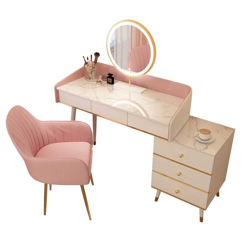 Wood Mirrored Vanity Desk with 5/6 Drawers Luxurious Dressing Table