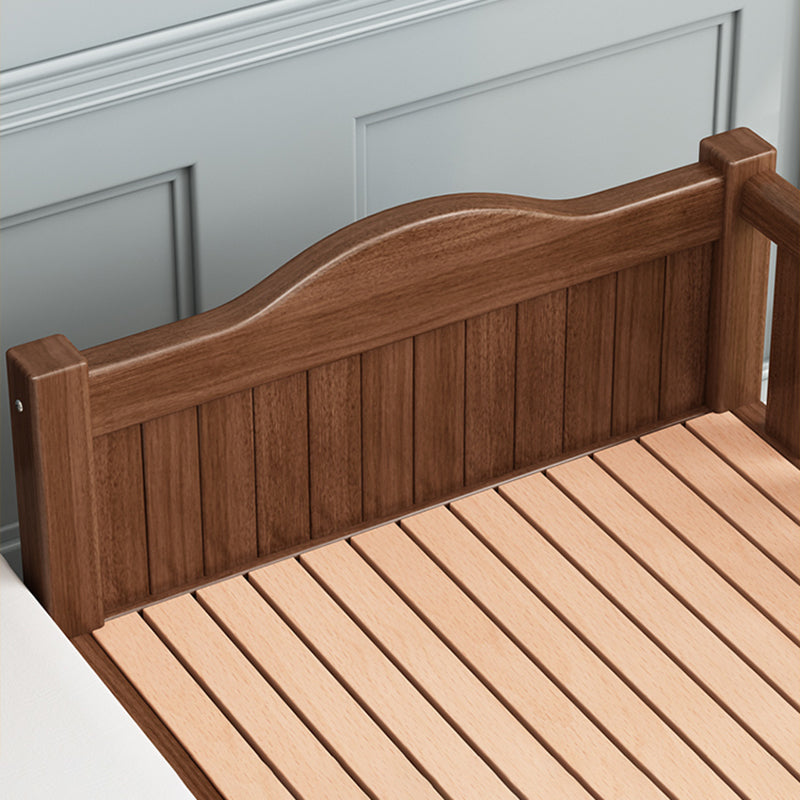 Traditional Coffee Baby Crib with Guardrail Solid Wood Arched Crib