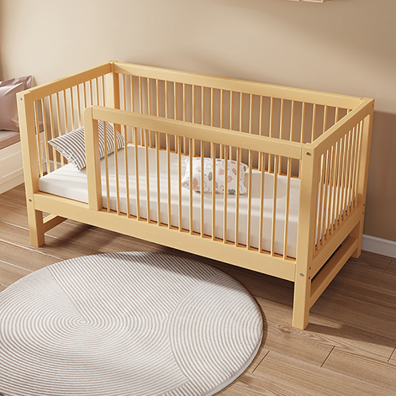 Contemporary Solid Wood Nursery Bed with Guardrail in Natural