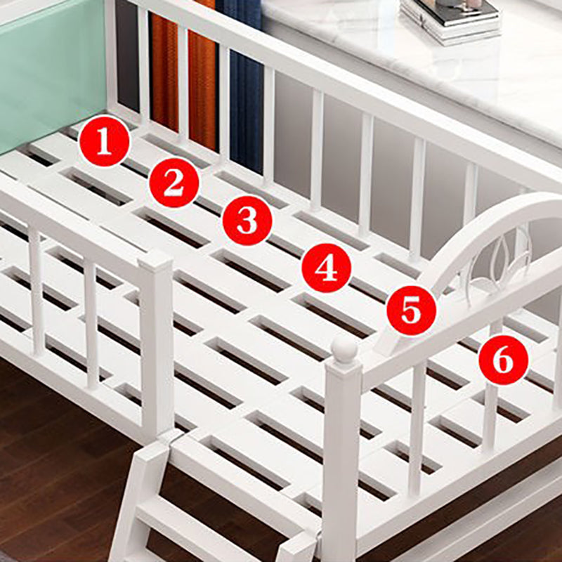 White Metal Nursery Crib Industrial Nursery Bed with Guardrail