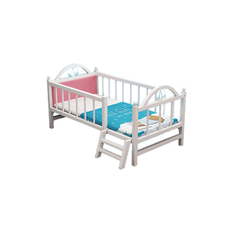 White Metal Nursery Crib Industrial Nursery Bed with Guardrail