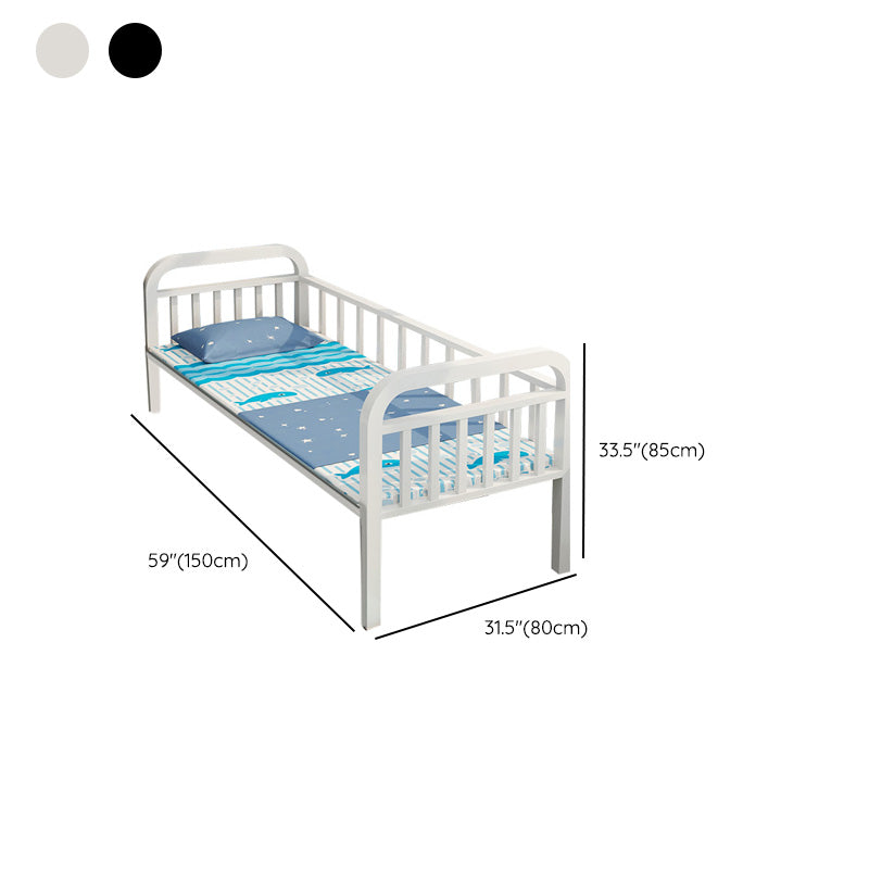 Contemporary Iron Standard Bed with Guardrail in Black/White