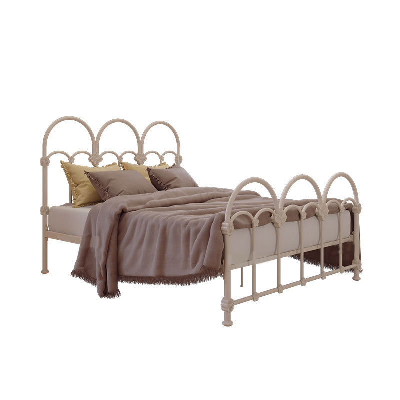 Scandinavian White/Beige Standard Bed with Open-Frame Headboard