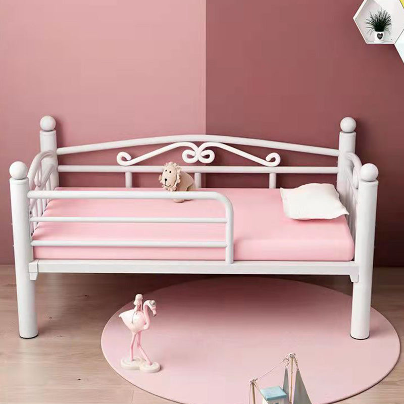 Contemporary Bed with Detachable Guardrails in Metal and White