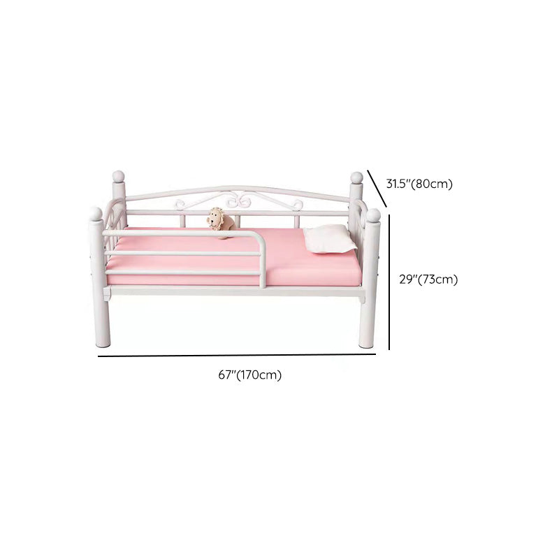 Contemporary Bed with Detachable Guardrails in Metal and White