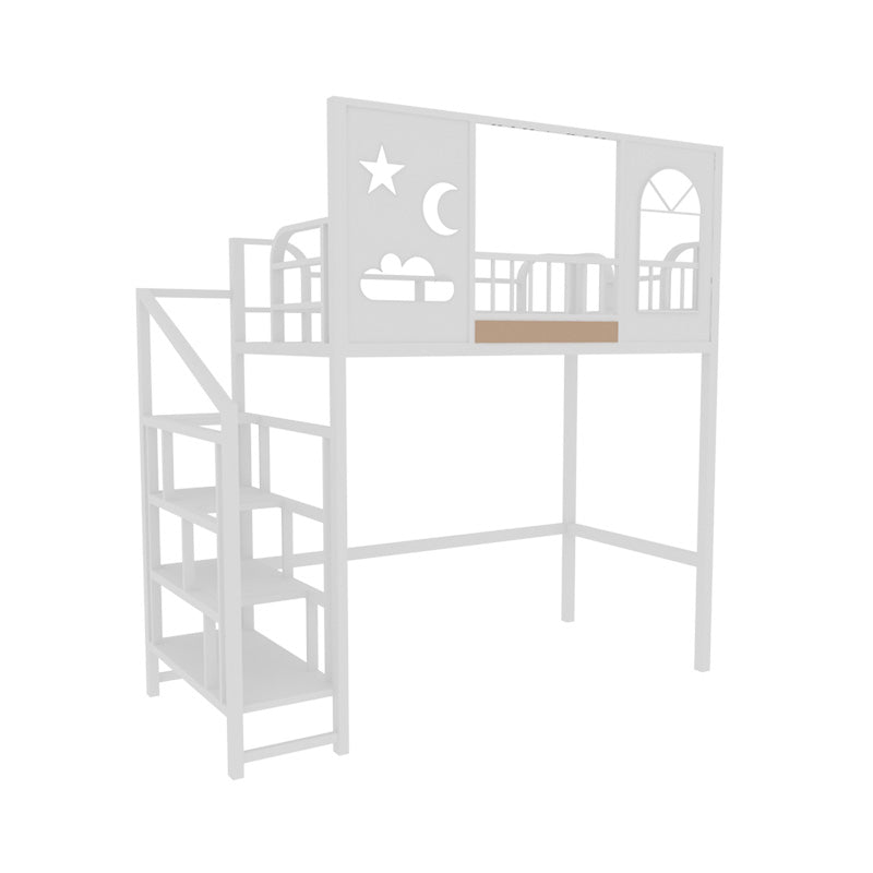 Contemporary Bunk Bed with Guardrails in Iron Black/White Bed