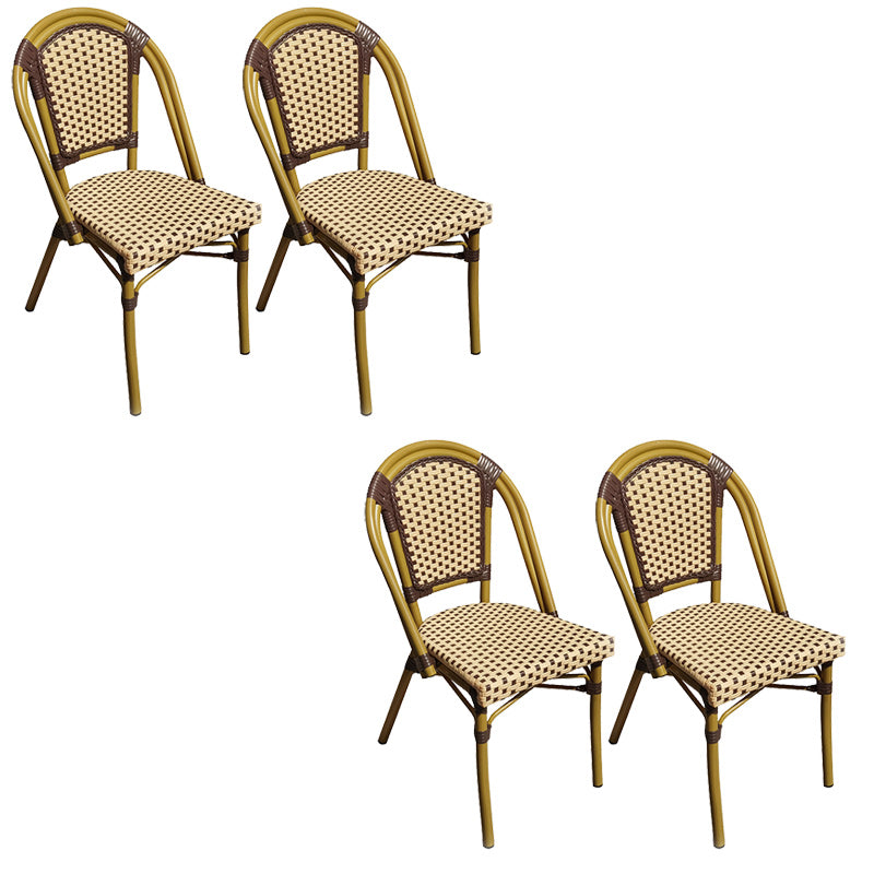 Tropical Dining Side Chair/Dining Armchair with Faux Rattan Back