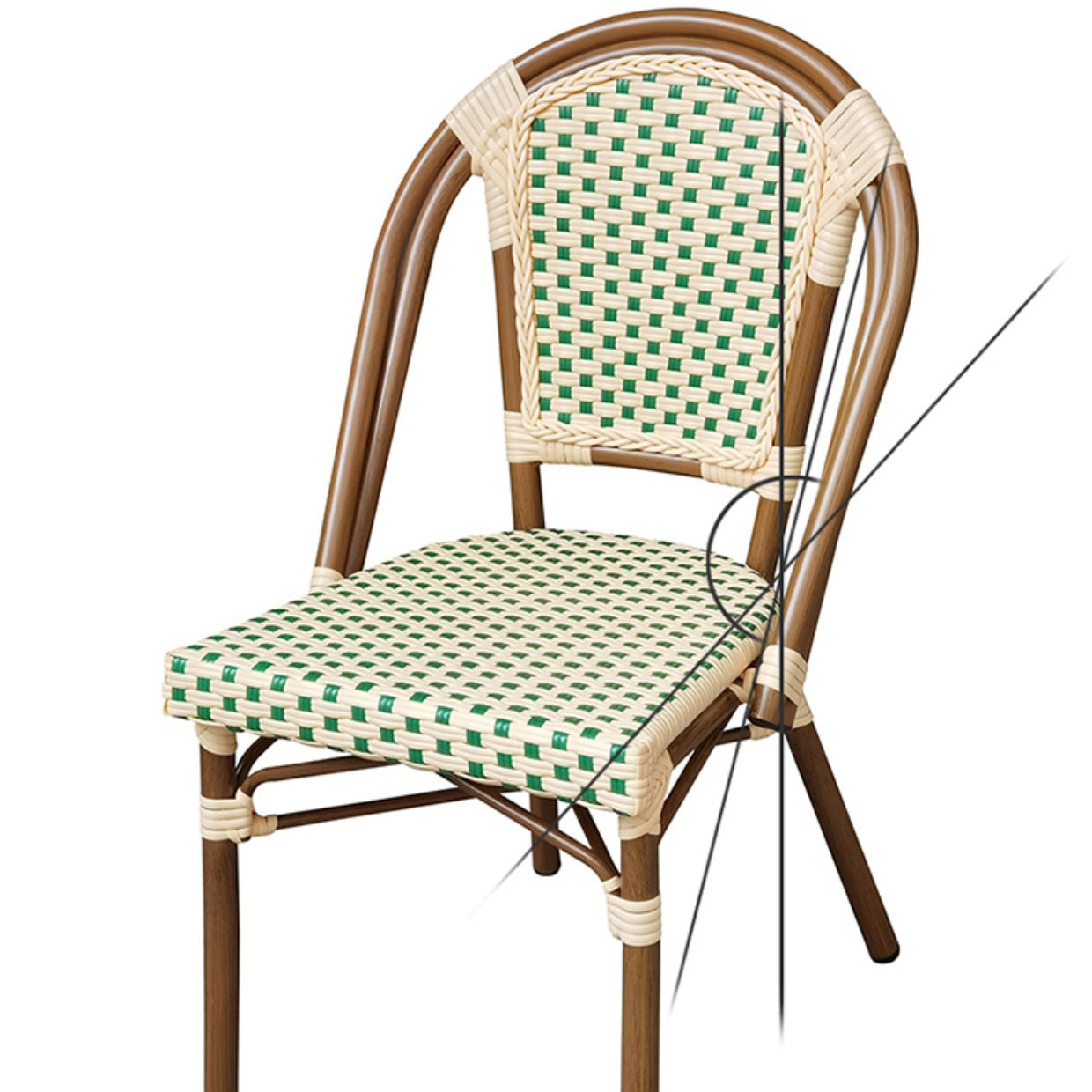 Tropical Dining Side Chair/Dining Armchair with Faux Rattan Back