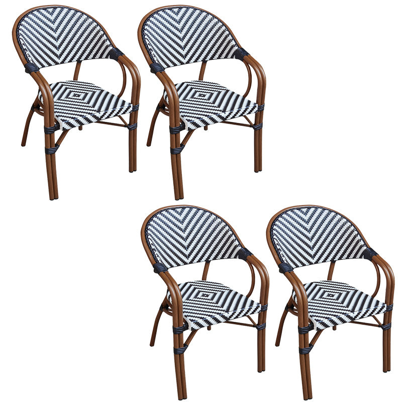 Tropical Dining Side Chair/Dining Armchair with Faux Rattan Back