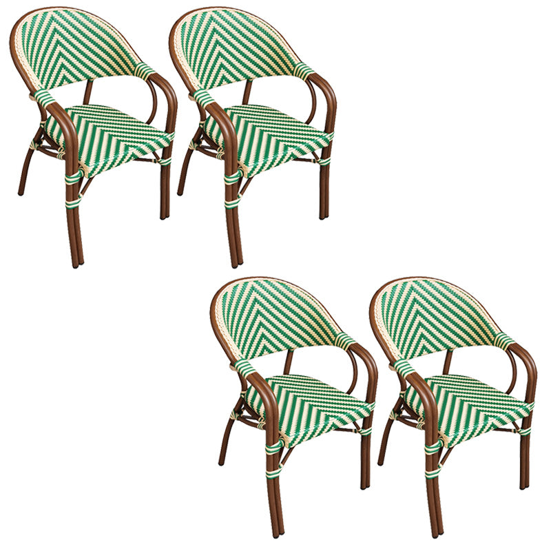 Tropical Dining Side Chair/Dining Armchair with Faux Rattan Back