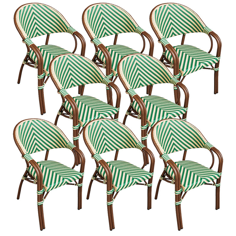 Tropical Dining Side Chair/Dining Armchair with Faux Rattan Back