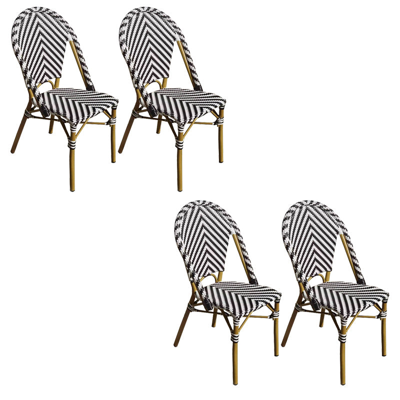 Tropical Dining Side Chair/Dining Armchair with Faux Rattan Back