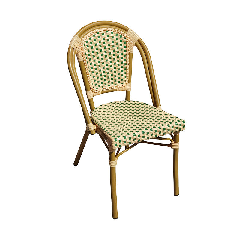 Tropical Dining Side Chair/Dining Armchair with Faux Rattan Back