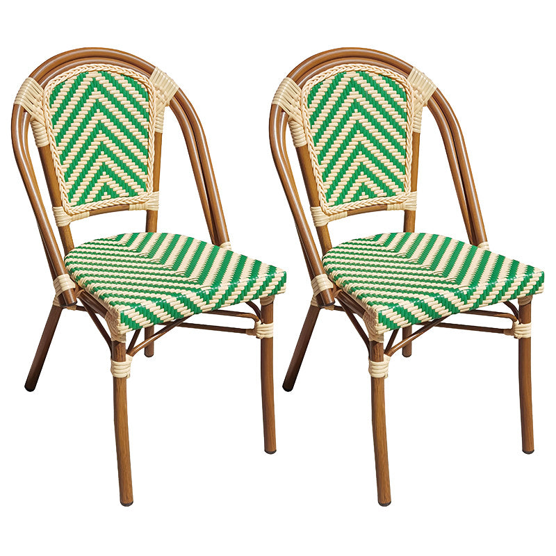 Tropical Dining Side Chair/Dining Armchair with Faux Rattan Back