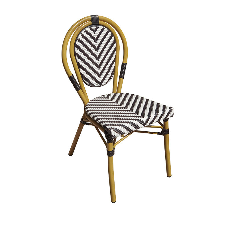 Tropical Dining Side Chair/Dining Armchair with Faux Rattan Back