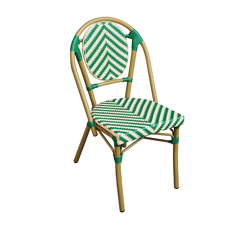 Tropical Dining Side Chair/Dining Armchair with Faux Rattan Back