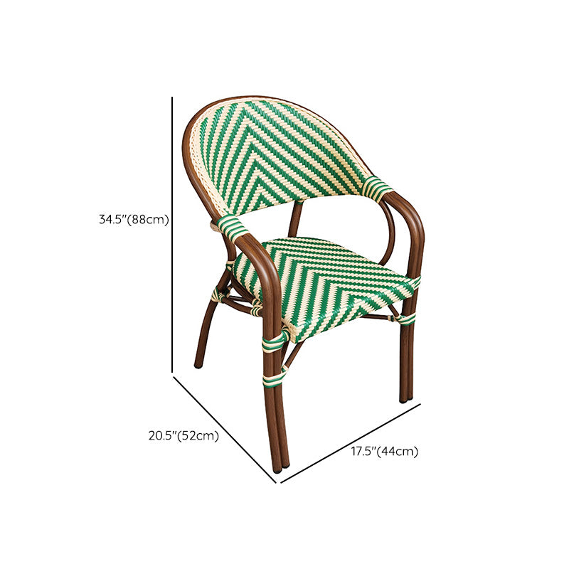 Tropical Dining Side Chair/Dining Armchair with Faux Rattan Back