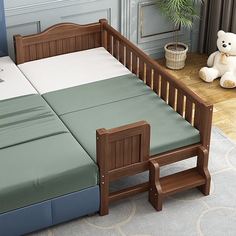 Traditional Nursery Crib in Brown Solid Wood with Guardrail Arched Crib