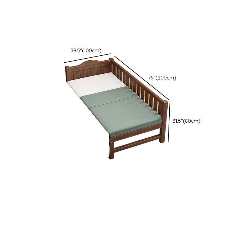 Traditional Nursery Crib in Brown Solid Wood with Guardrail Arched Crib