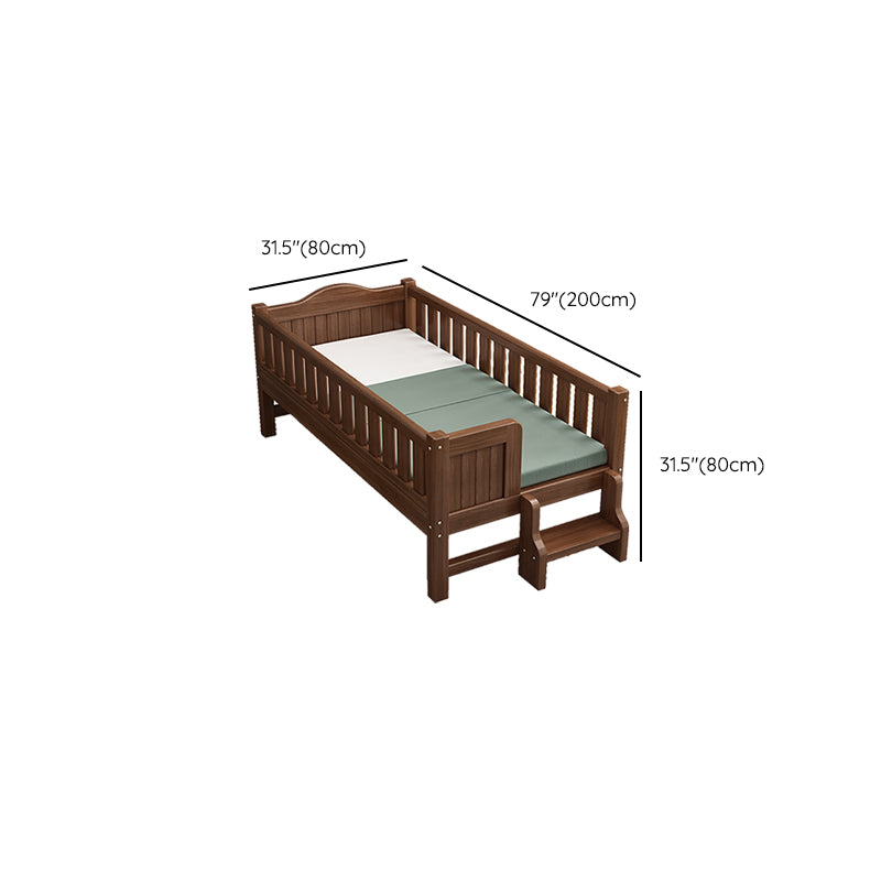 Traditional Nursery Crib in Brown Solid Wood with Guardrail Arched Crib