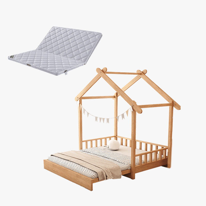 Scandinavian Natural Daybed with Guardrail in Solid Wood Kids Bed