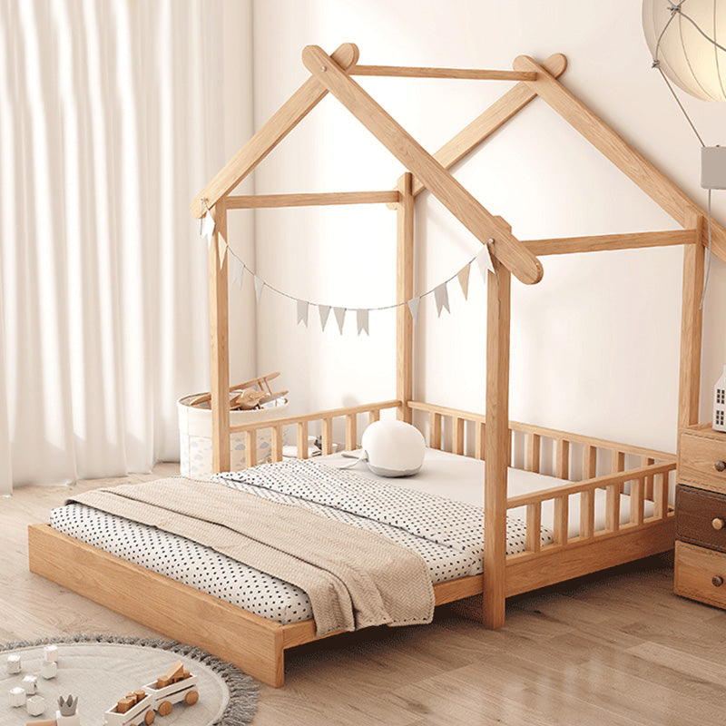 Scandinavian Natural Daybed with Guardrail in Solid Wood Kids Bed