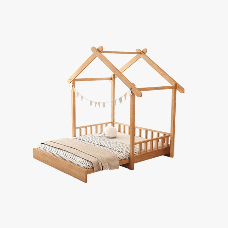 Scandinavian Natural Daybed with Guardrail in Solid Wood Kids Bed