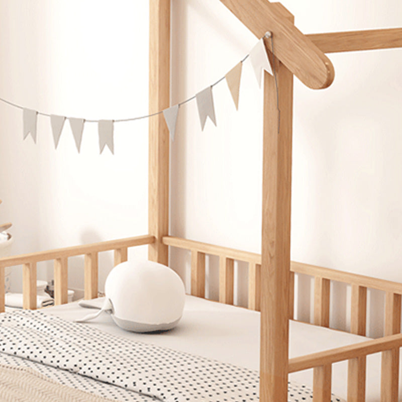 Scandinavian Natural Daybed with Guardrail in Solid Wood Kids Bed