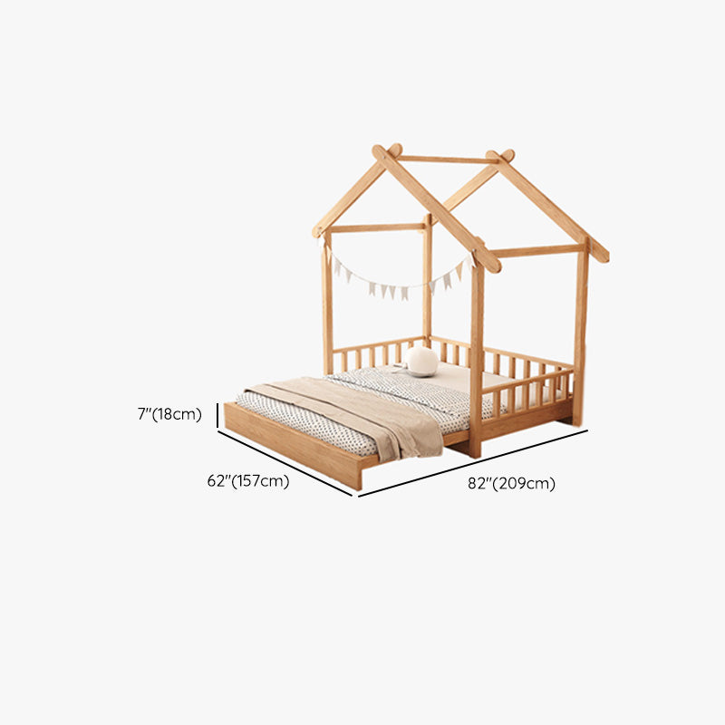 Scandinavian Natural Daybed with Guardrail in Solid Wood Kids Bed