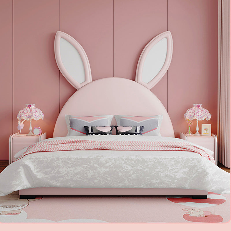 Contemporary Pink Standard Bed with Drawers and Panel Headboard