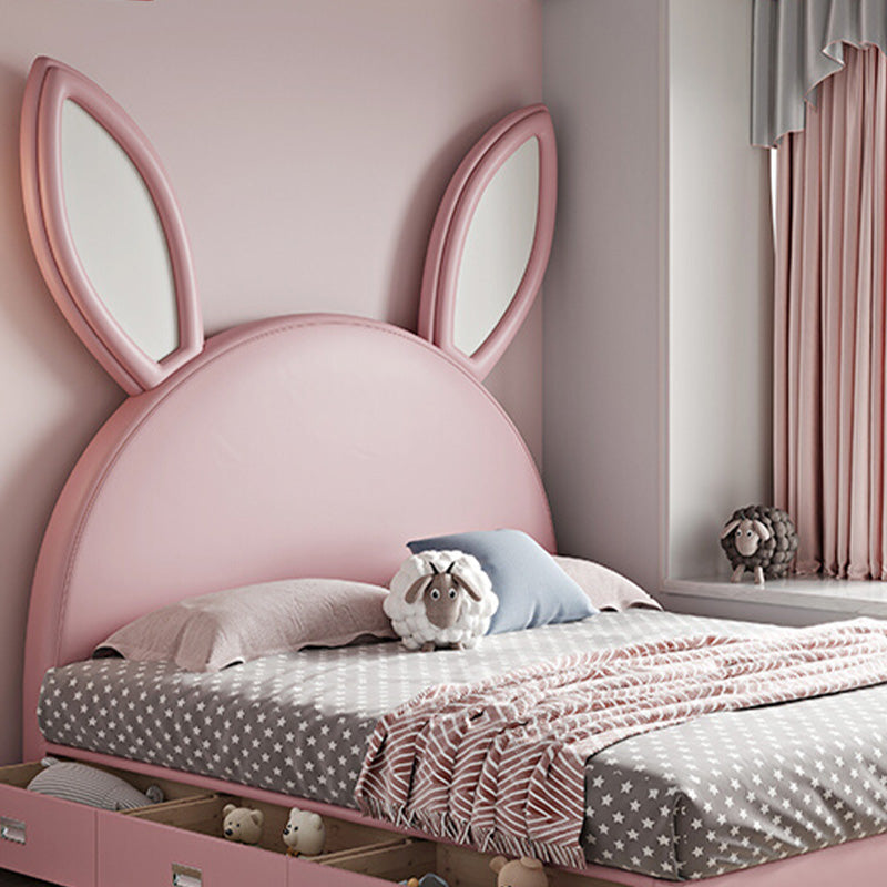 Contemporary Pink Standard Bed with Drawers and Panel Headboard