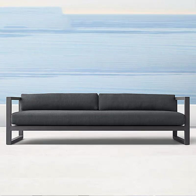 Black Metal Patio Sofa Industrial Style Minimalist Villa Outdoor Patio Sofa